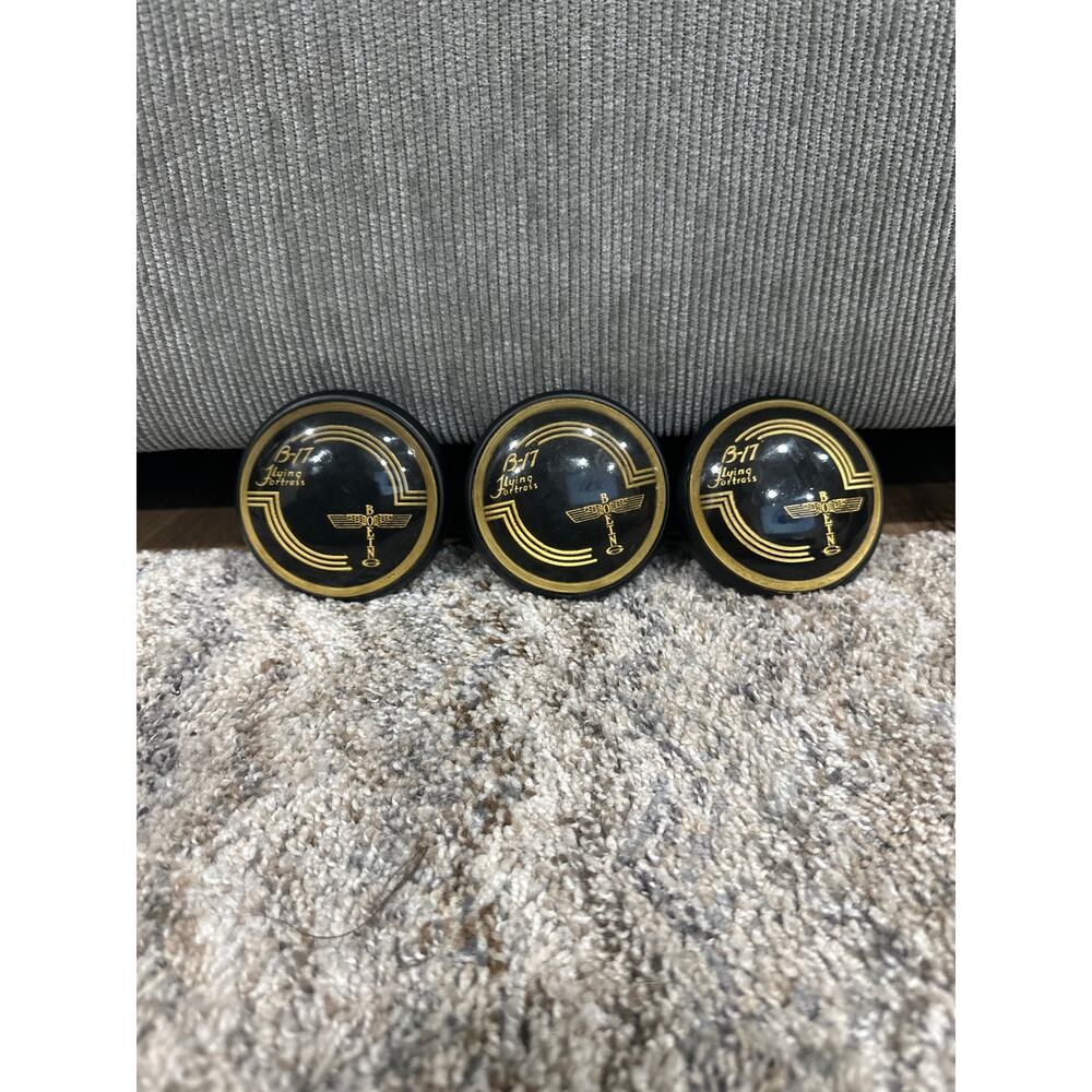 Lot of 3 Boeing B-17 Flying Fortress Horn Button Clear Emblem Paperweight.